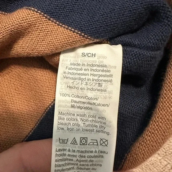 Madewell Shirt Women’s Size Small Striped Blue Brown Frayed Sweater - Picture 5 of 7